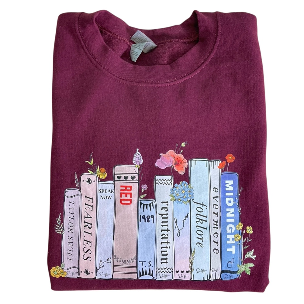 Albums as Books Burgundy Crewneck Sweatshirt Unofficial (Size L)